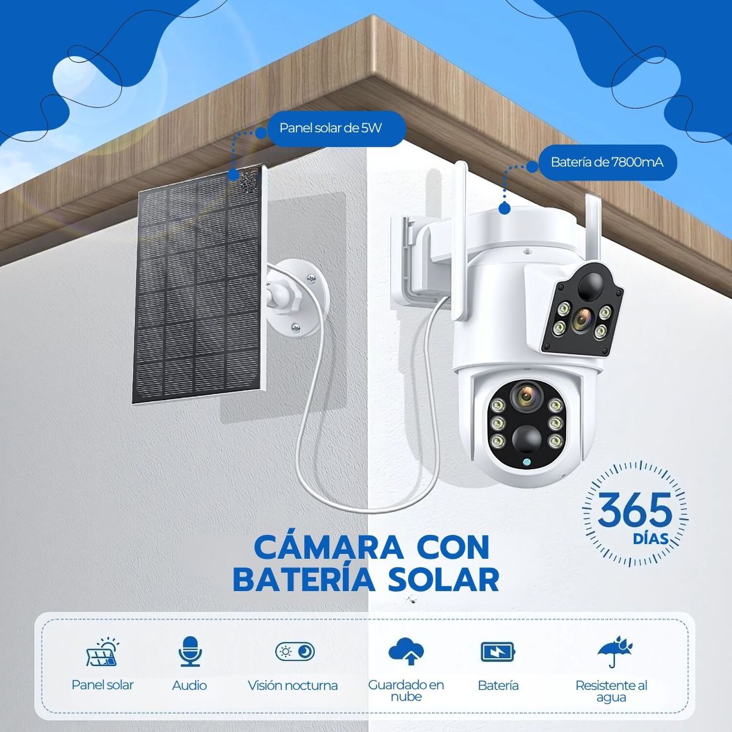 C&aacute;mara Solar 5g 360 Ip66 Visi&oacute;n Nocturna Hd 128gb Wifi image number 4.0