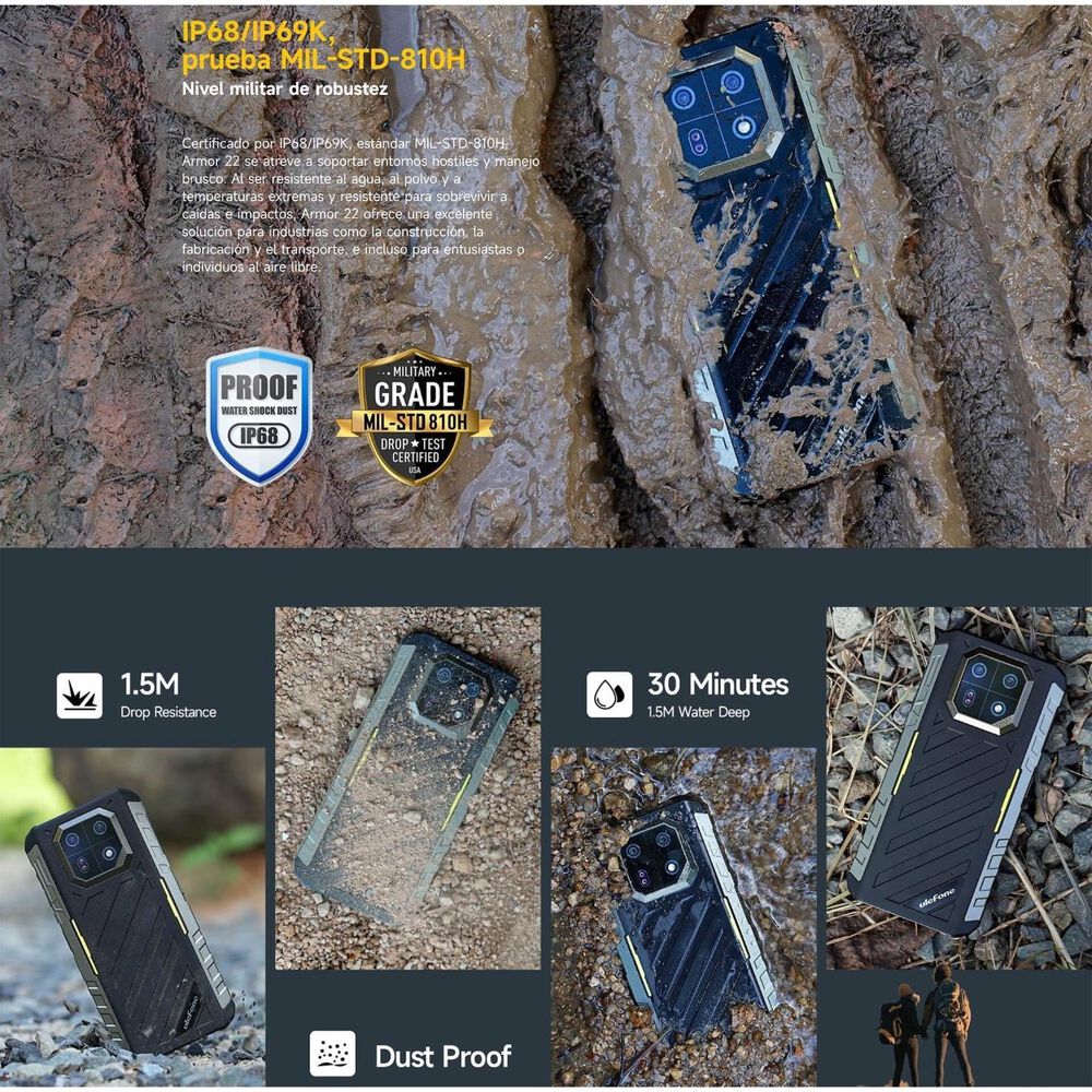 Ulefone Armor 22 Resistente A Golpes, Polvo, Humedad Y Agua / C&aacute;mara Con Visi&oacute;n Nocturna, Carga R&aacute;pida 33.0w image number 3.0