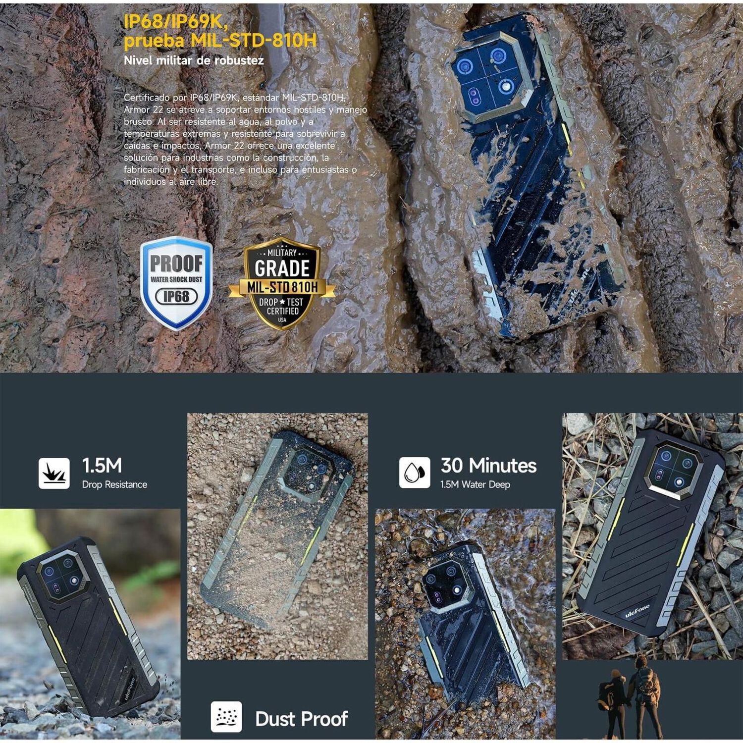 Ulefone Armor 22 Resistente A Golpes, Polvo, Humedad Y Agua / C&aacute;mara Con Visi&oacute;n Nocturna, Carga R&aacute;pida 33.0w image number 3.0