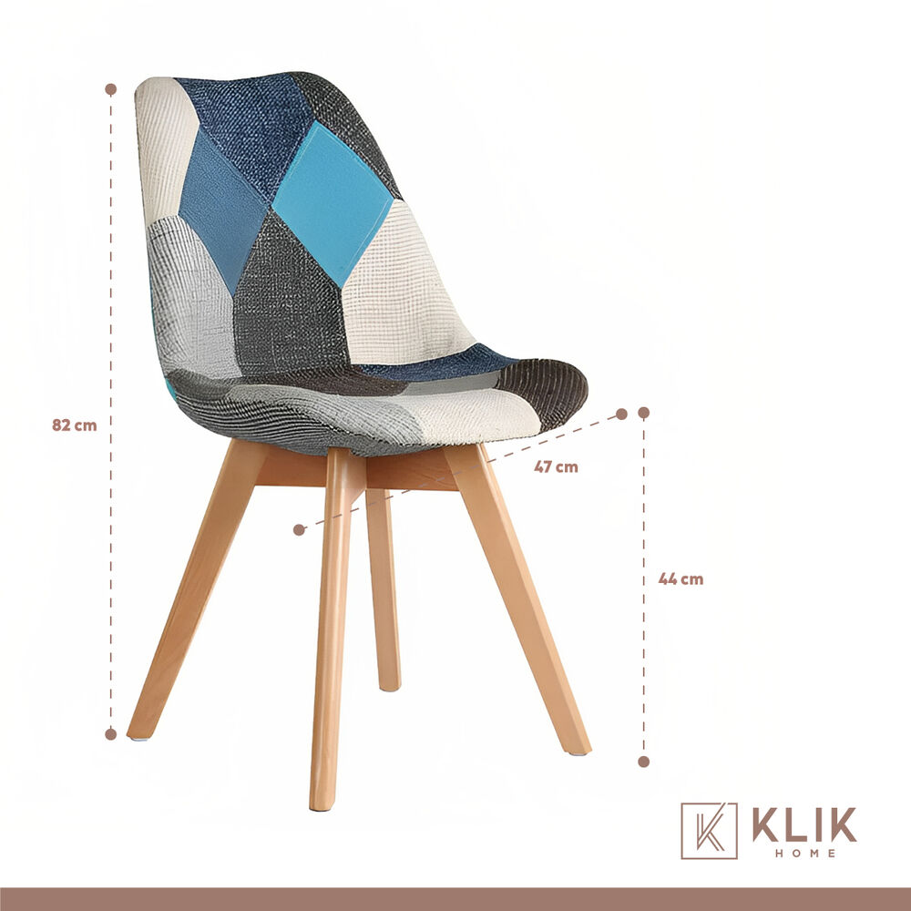 Comedor Mesa Tulip Blanca 80cm + 4 Sillas Patchwork Wood Cel image number 5.0