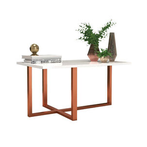 Mesa Centro Atlanta Metal Blanco Y Cobre