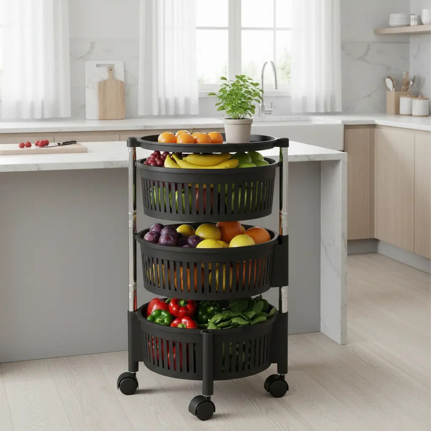 Carrito Organizador Multiuso Verdulero Frutero Con 3 Niveles Marca Mp image number 0.0