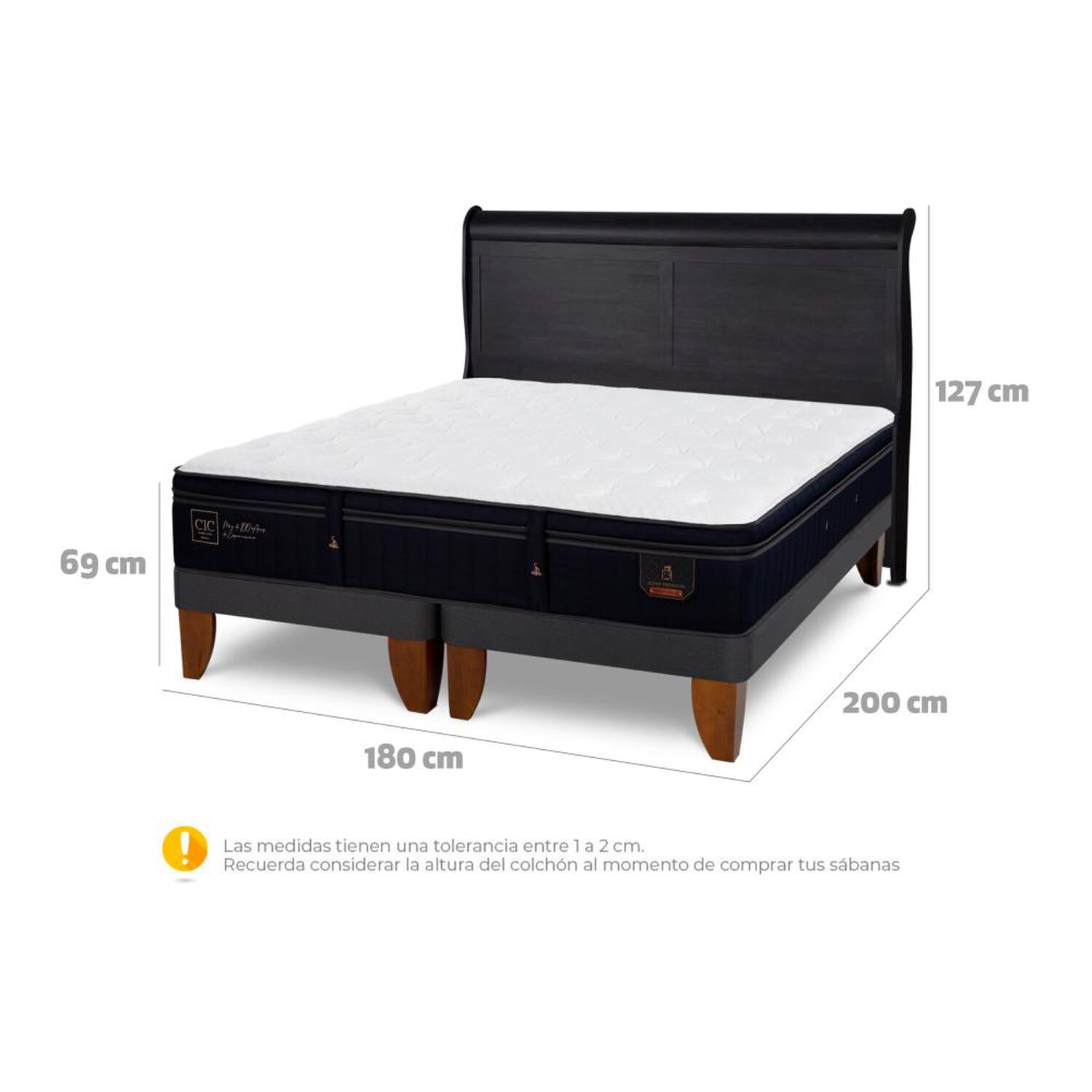 Cama Europea Cic Linea Premium / King / Base Dividida + Respaldo image number 5.0