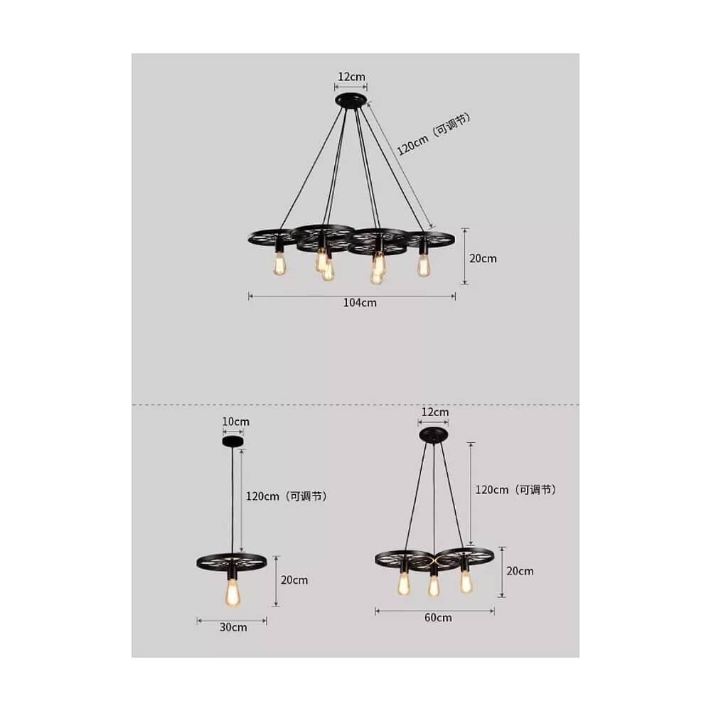Lampara Colgante Rueda / Candelabro De Hierro + Ampolletas image number 3.0