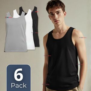 Pack 6 Camisetas Sin Manga Básicas Suaves 100% Algodón Colores Surtidos Hombre