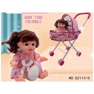 Juguete Mu&ntilde;eca Con Carrito Rosada Infantil