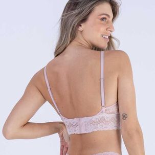 Top De Encaje, Sin Copa Y Con Aros Palo Rosa 2rios