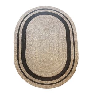Alfombra Ovalada De Yute Natural Trenzado 140x200 Cm