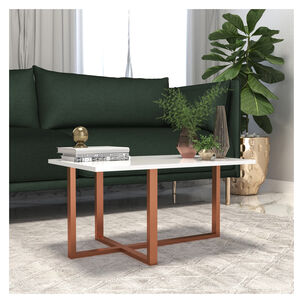 Mesa Centro Atlanta Metal Blanco Y Cobre