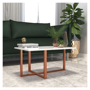Mesa Centro Atlanta Metal Blanco Y Cobre