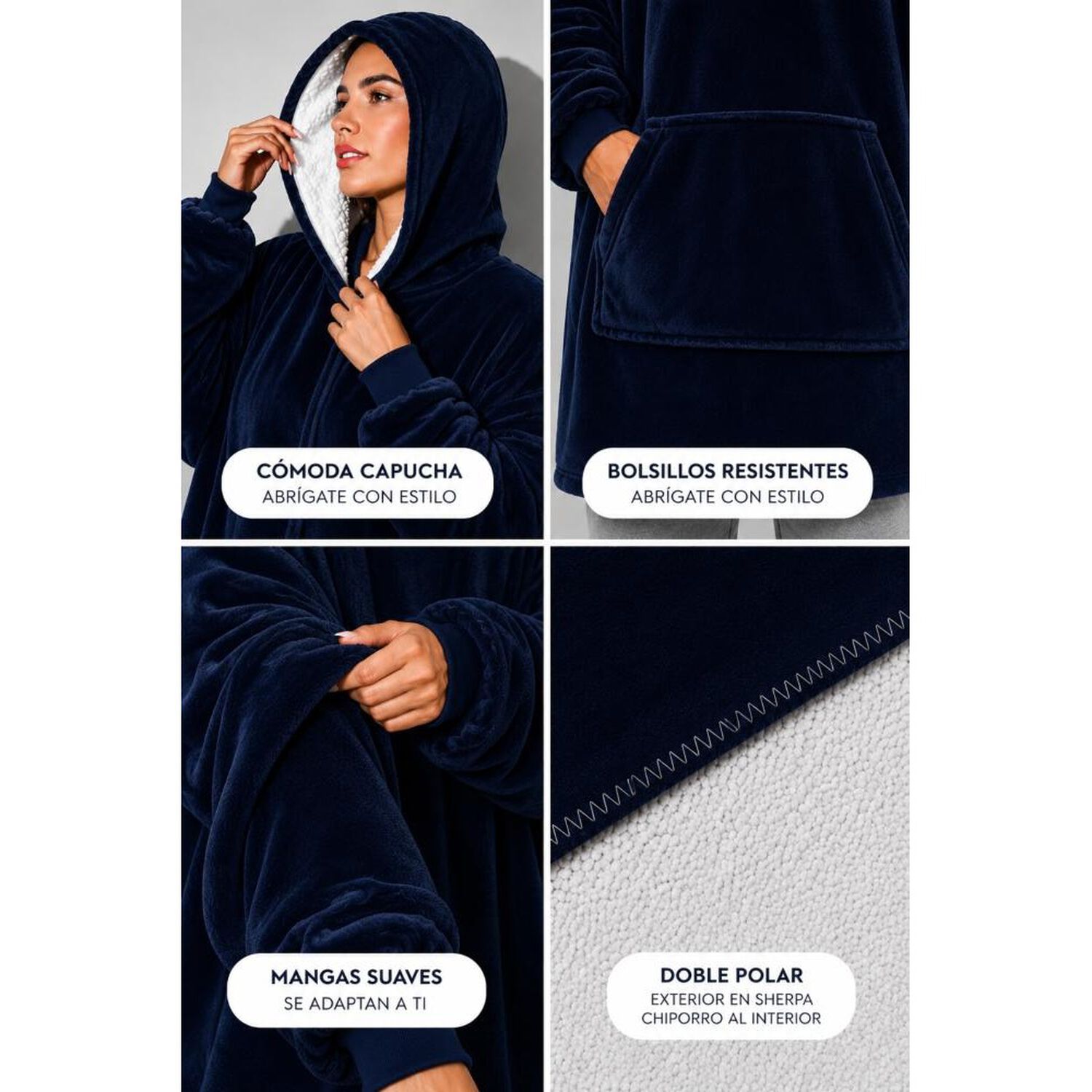 Poleron Felpa Capucha Manta Polar Invierno Unisex Talla Unic image number 6.0
