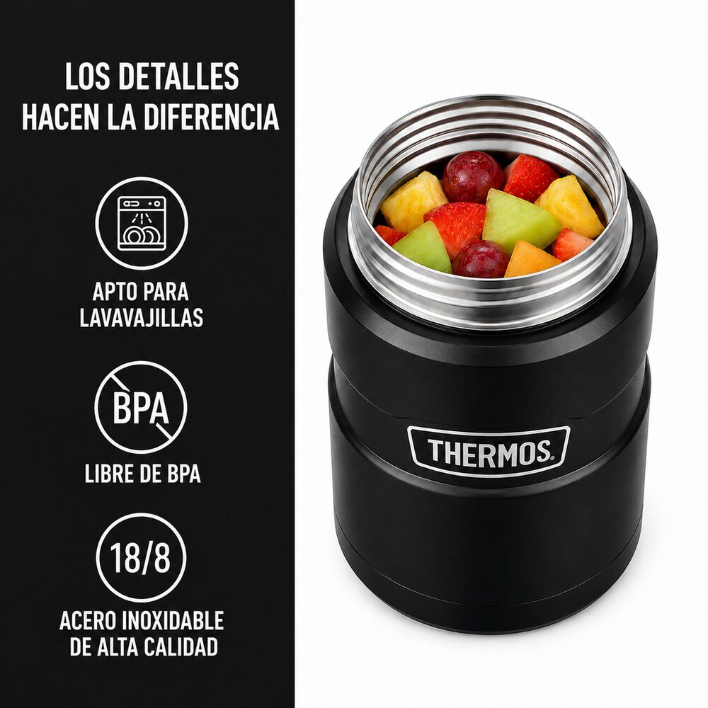 Termo De Comida Inox Thermos King 700ml Negro image number 8.0