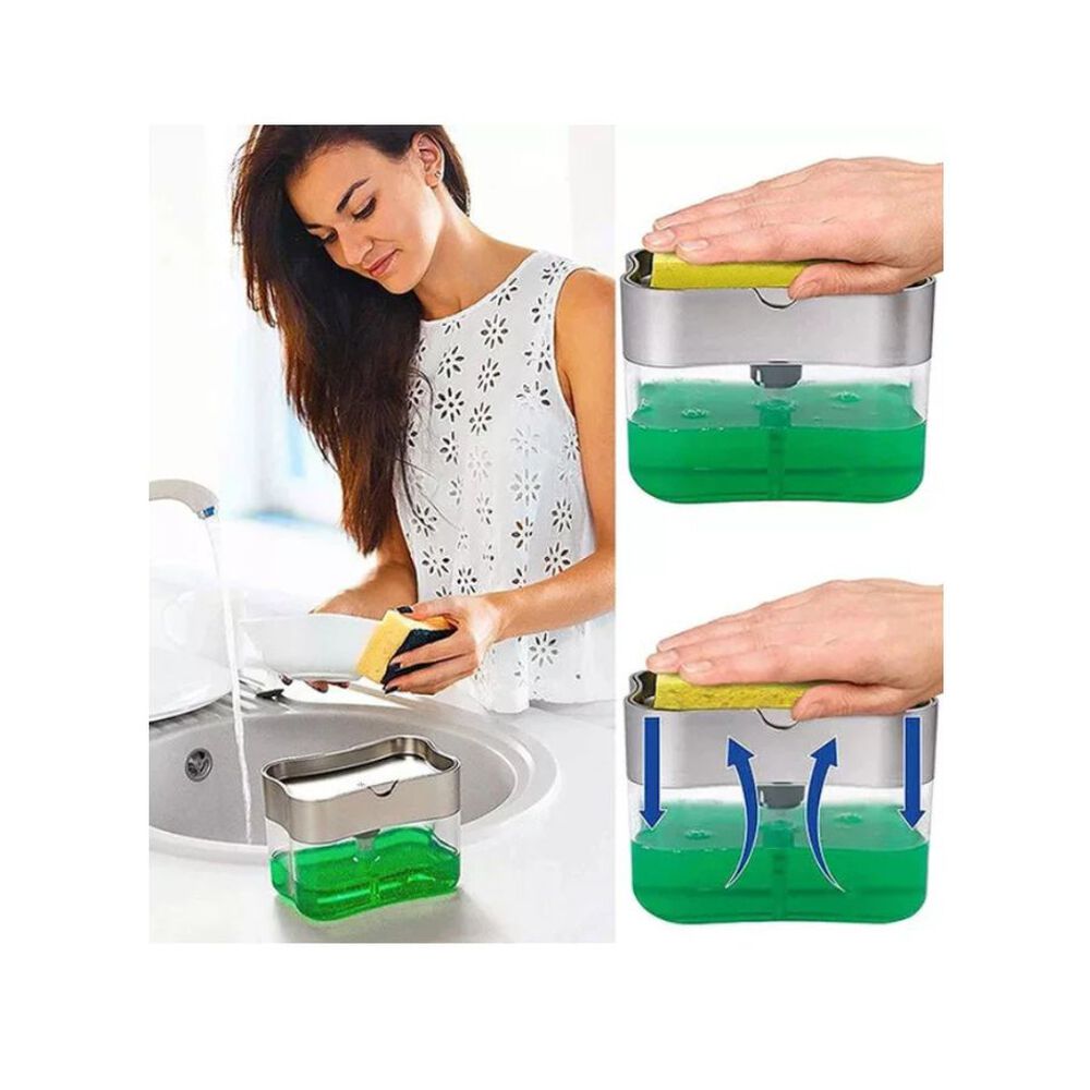 Dispensador De Jabon Liquido Para Lavaplatos Con Esponja image number 2.0