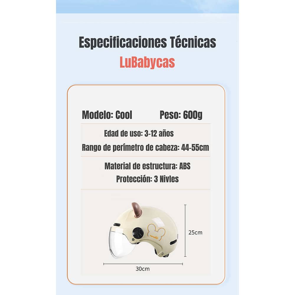 Casco Bicicleta Regulable Con Mica Para Ni&ntilde;os Crema image number 7.0