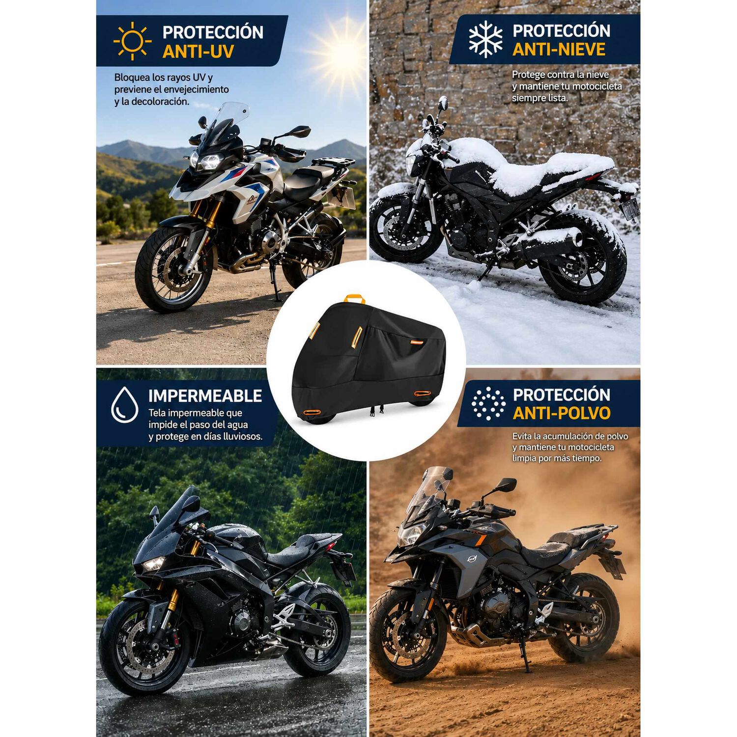 Funda Impermeable 100% Protector Cubre Motos Bicicletas Xxl image number 2.0