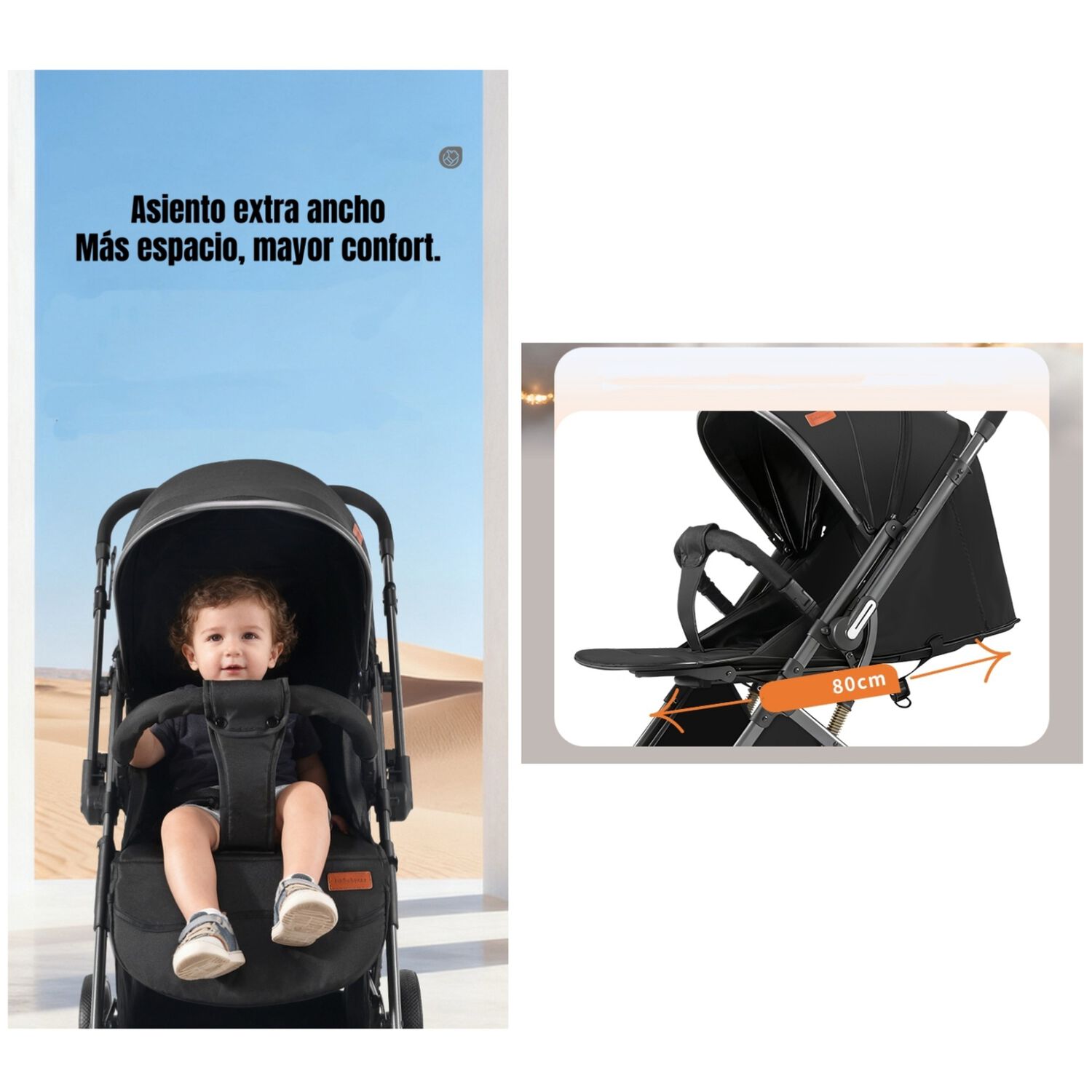 Coche Paseo Reversible Con Mosquitero Focus Gris Lubabycas image number 7.0