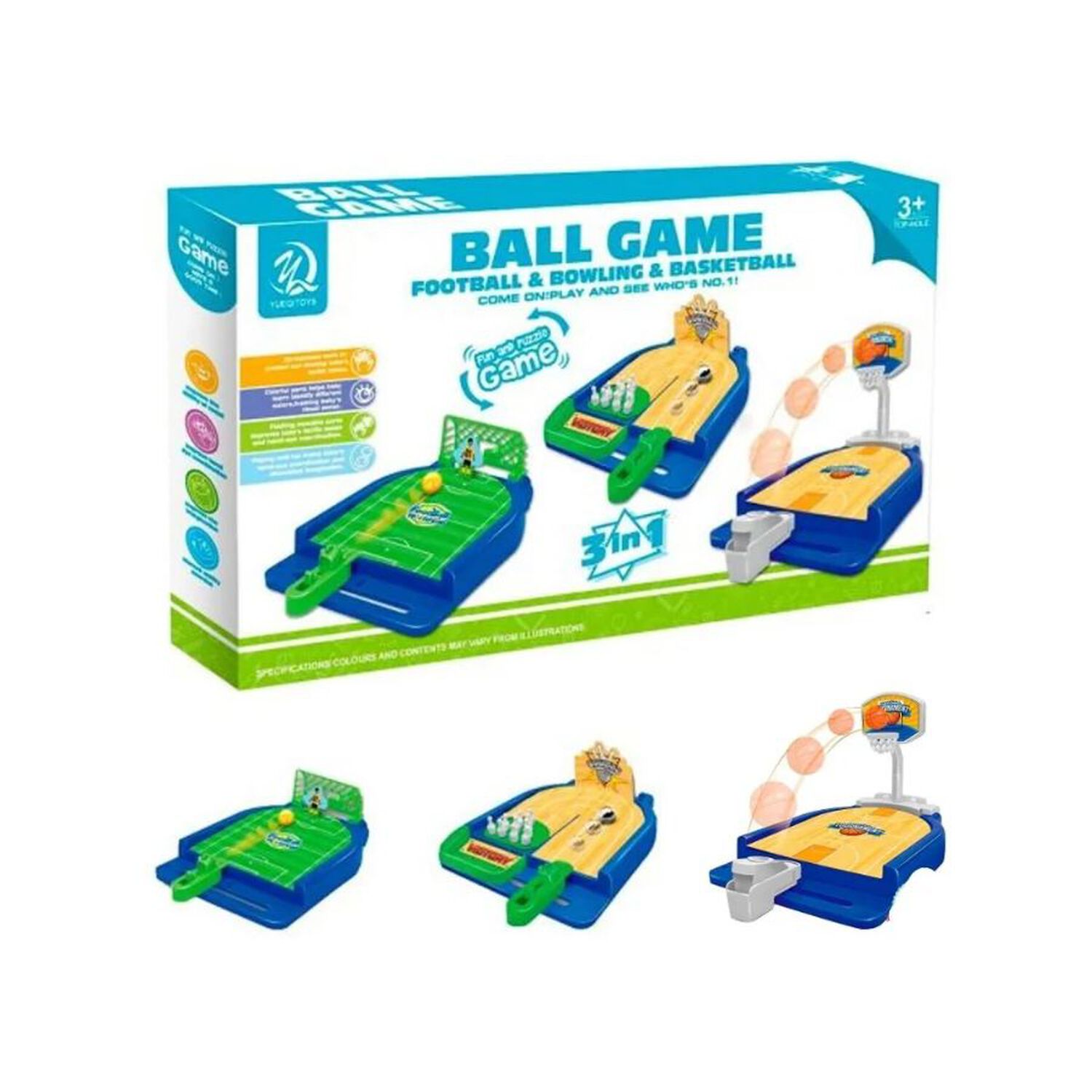 Juego De Mesa 3 En 1 Futbol Basquet Bowling Familiar image number 3.0