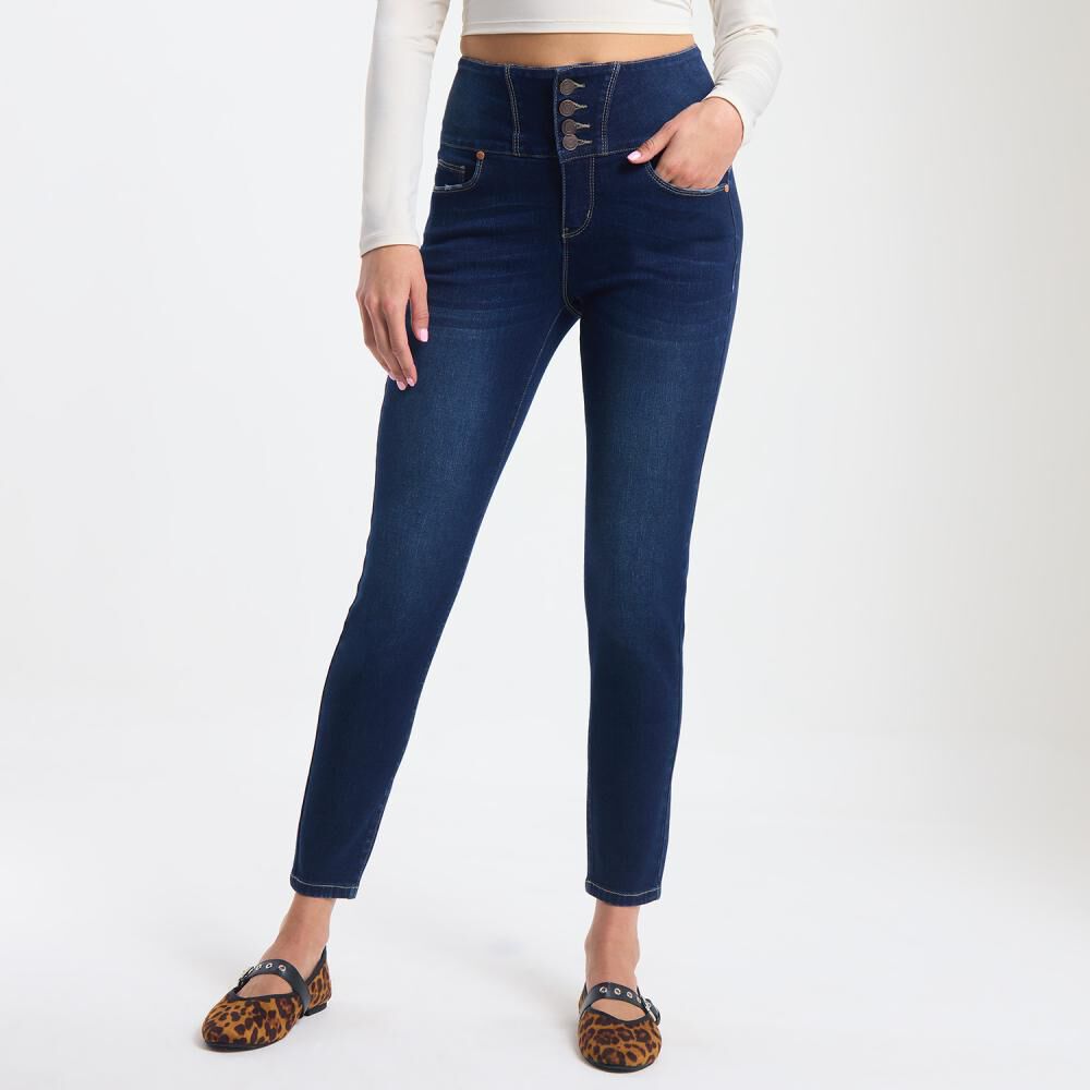 Jeans Tiro Alto Con Botones Super Skinny Mujer Rolly Go image number 0.0
