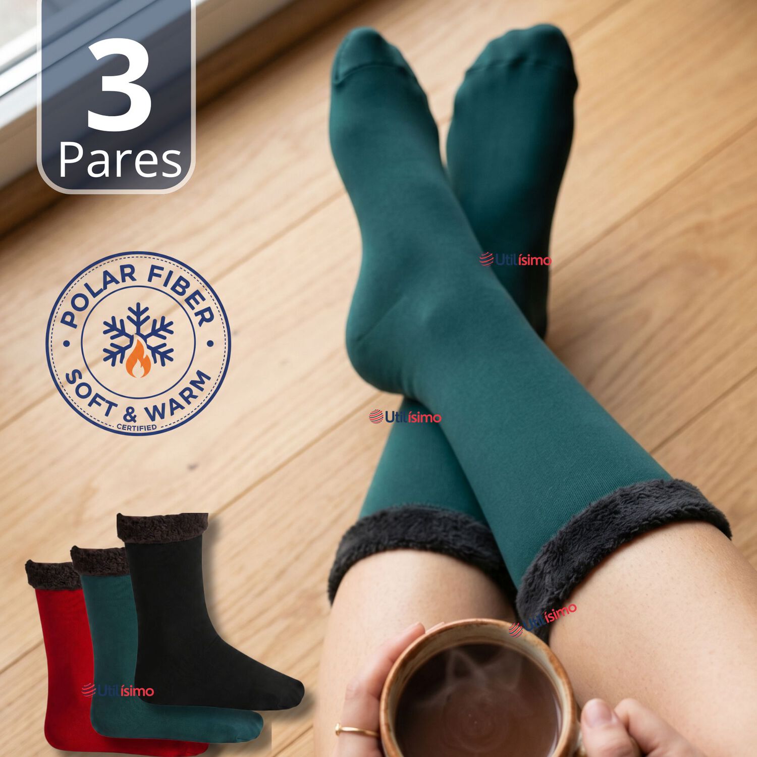 Pack 3 Pares Calcetines Chiporro Mujer Surtidos Ultra T&eacute;rmico Invierno Unicolor Polar image number 0.0