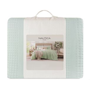Cubrecama Queen Reversible + Fundas Nautica Home Verde Agua