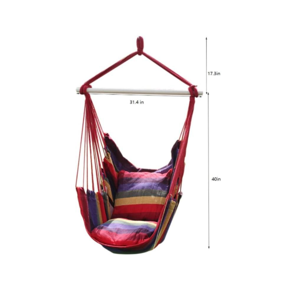 Silla Hamaca Colgante Con Cuerda + 2 Cojines Columpio Jard&iacute;n image number 12.0