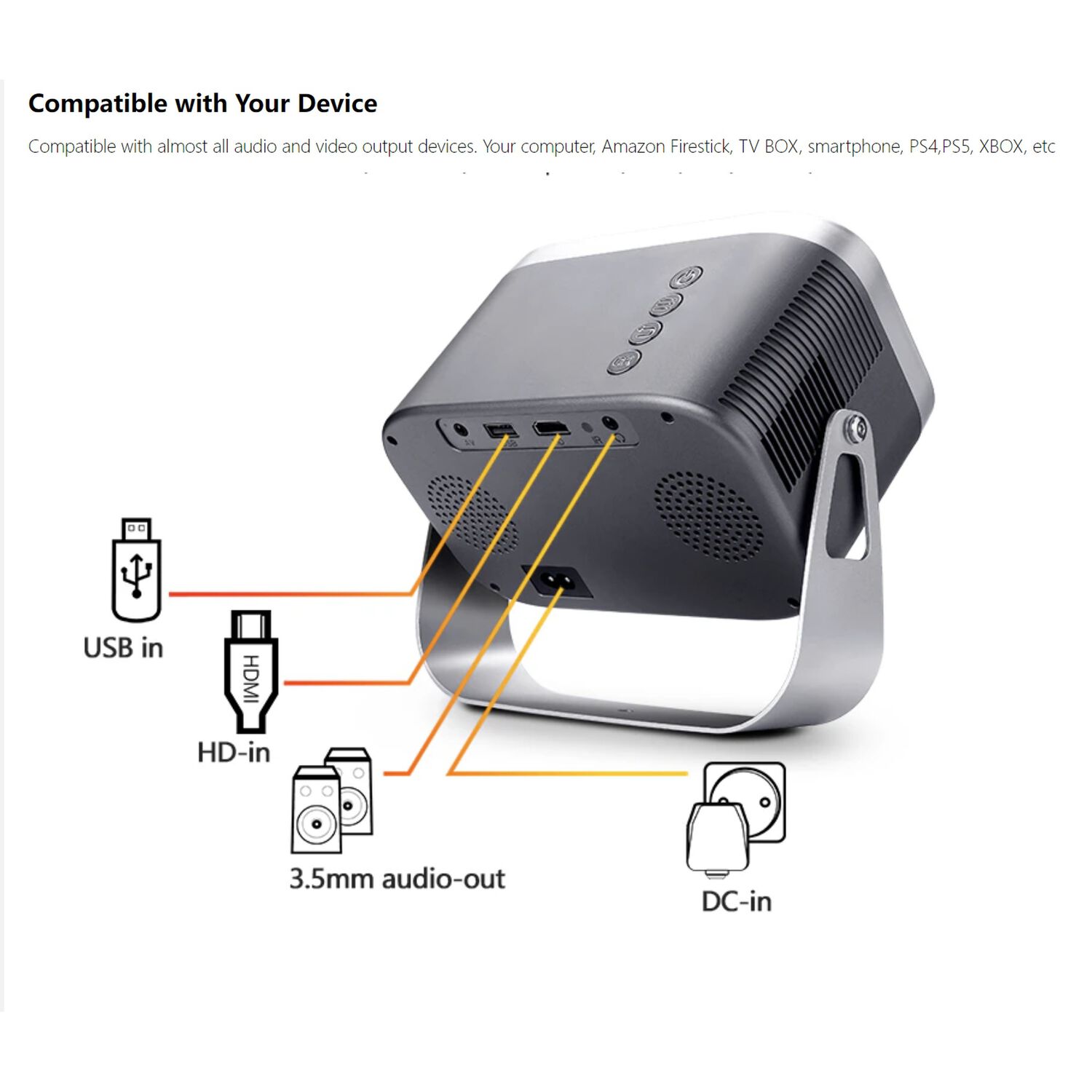 Proyector Funfoox My Android 9 + Miracast Hd 150&rdquo; Led 4500lm image number 8.0