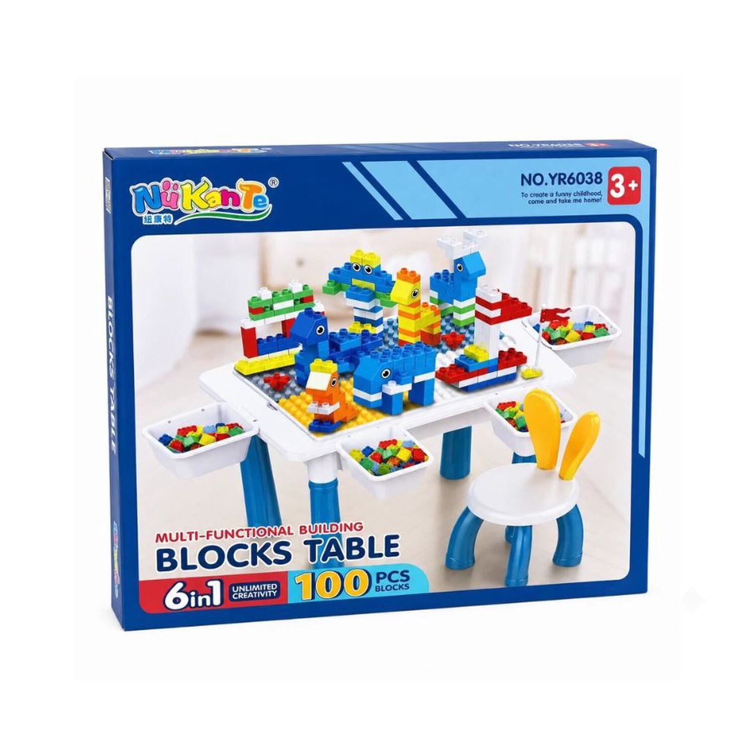 Set De Juego Did&aacute;ctico Con Mesa Bloques Tipo Lego Para Ni&ntilde;os Con Silla image number 2.0