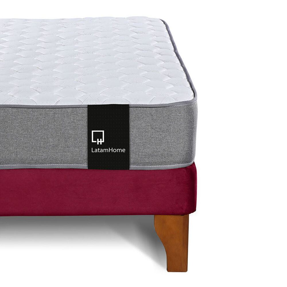 Cama Europea Zen Best 1.5 Plaza Tela Velvet Burdeo + Respaldo image number 5.0
