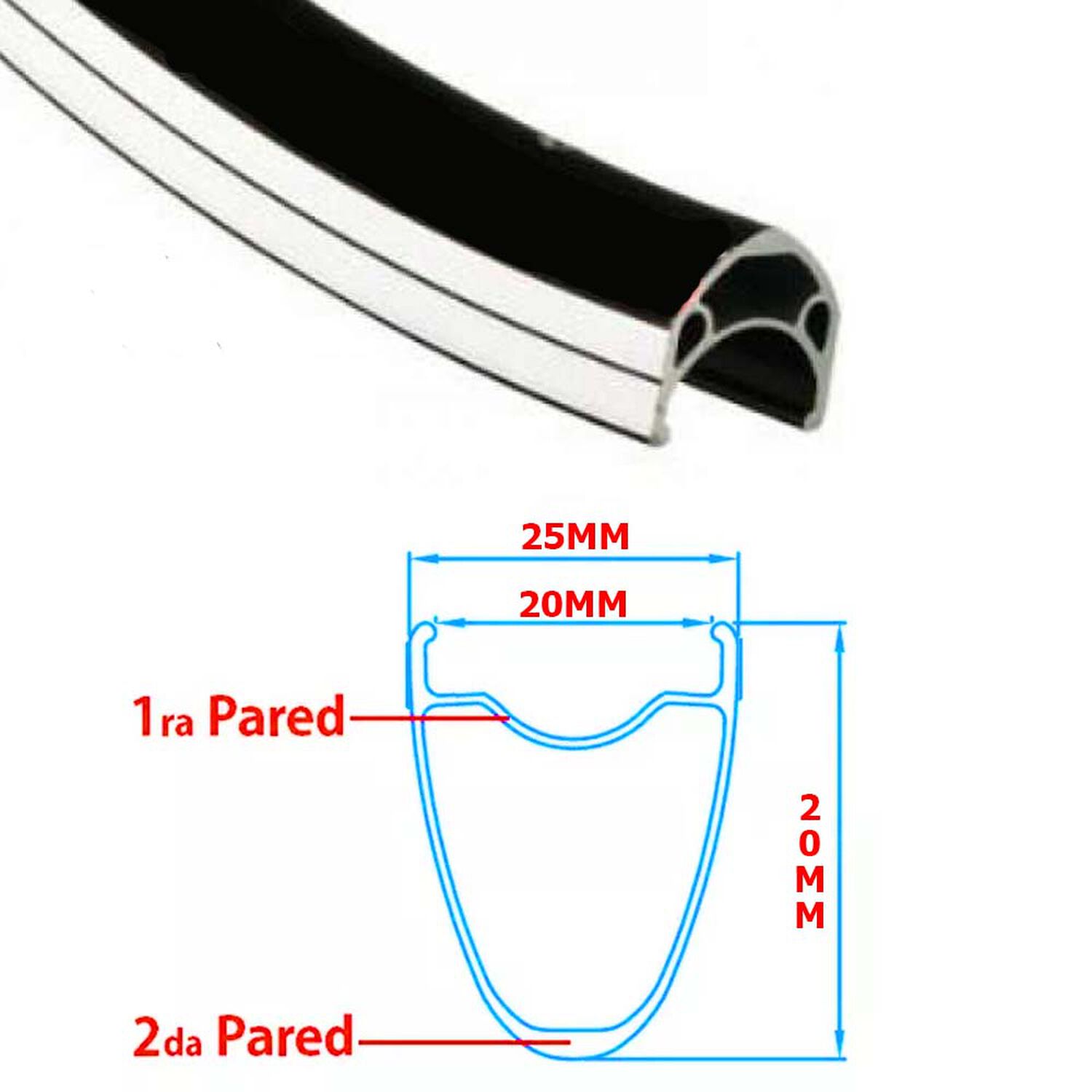 Aro 26" Doble Pared Aluminio 36h Negro E-bike image number 5.0