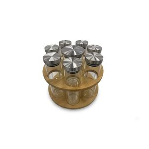 Organizador Especias Giratorio Bamb&uacute; 8 Frascos Cocina