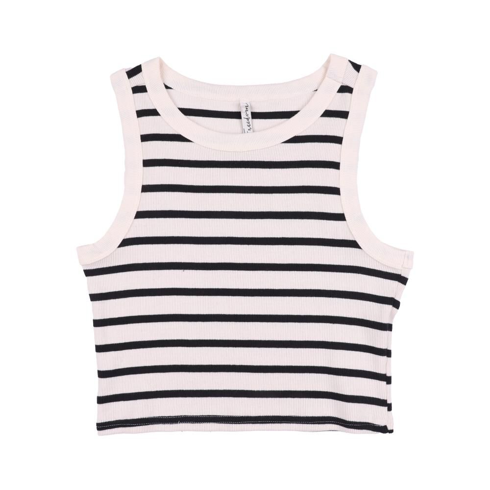 Polera Crop Rayas Sin Mangas Cuello Redondo Mujer Freedom image number 0.0