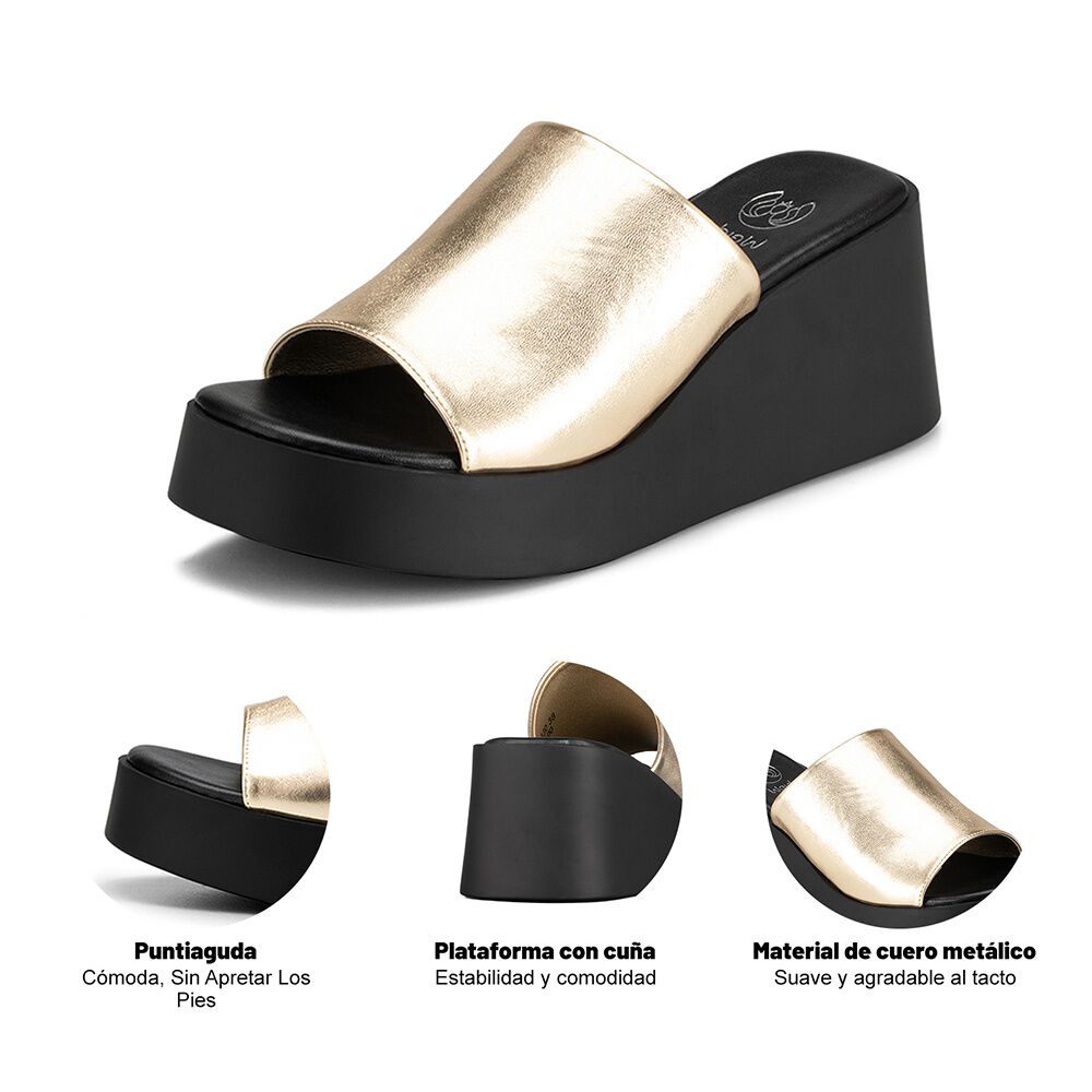 Sandalia Casual Plataforma Dorada Mujer Weide Qiu330 image number 7.0