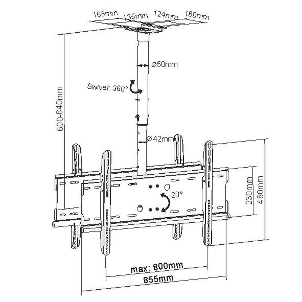 Soporte Tv Techo Dual 2 Tvs 32" A 90" 160kg Alta Carga image number 4.0