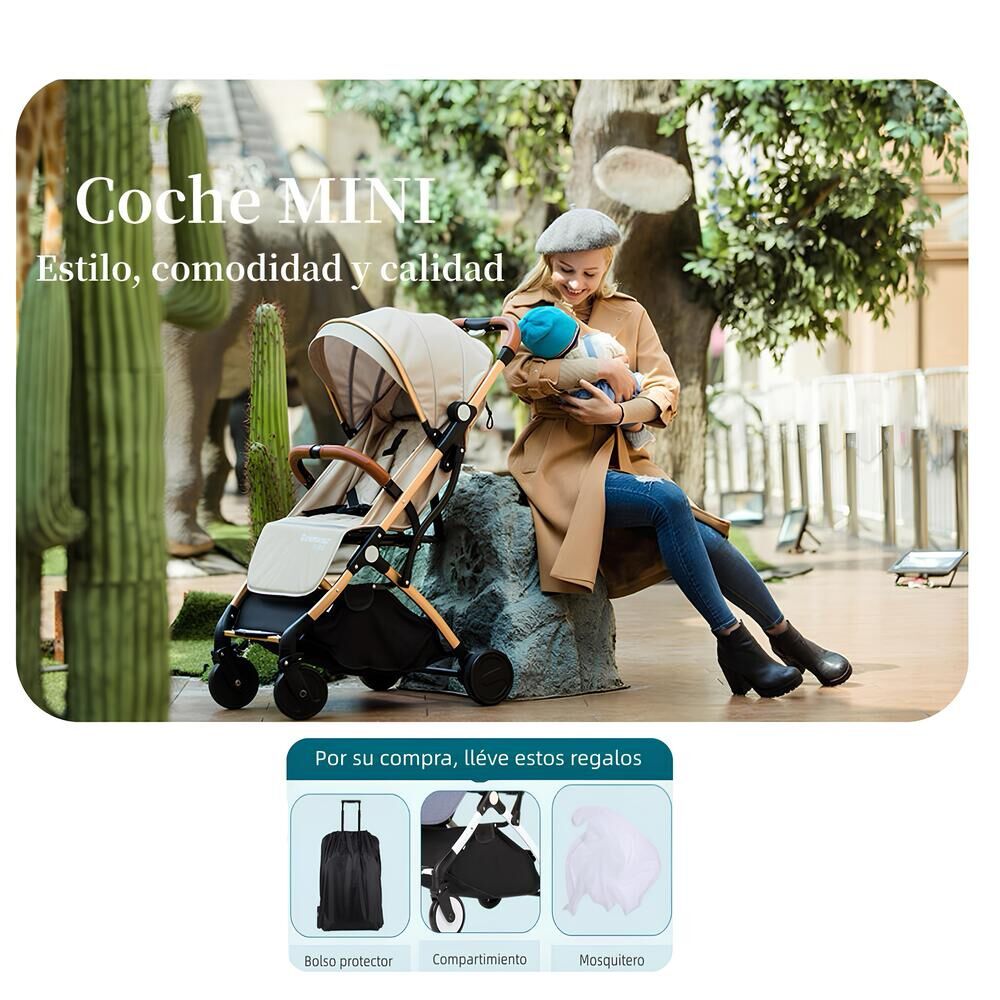 Coche De Paseo &Uacute;ltra Compacto Con Accesorios Azul Lubabycas image number 2.0