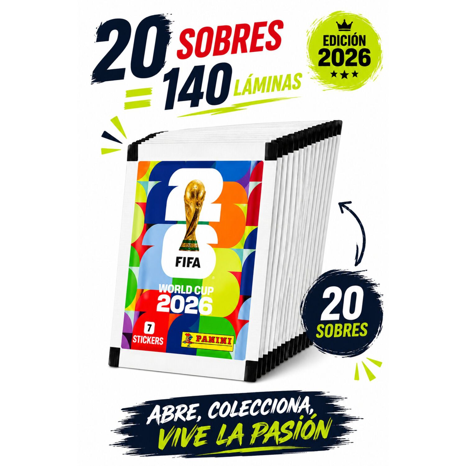 Pack 20 Sobres Panini Mundial Fifa 2026 140 L&aacute;minas Oficial image number 1.0