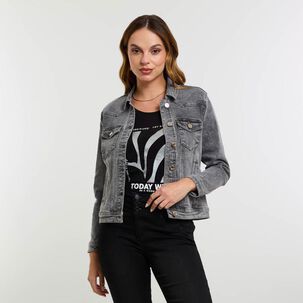 Chaqueta Denim Abotonada Con Bolsillos Mujer Kimera