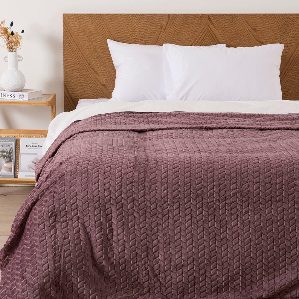 Frazada Jqd Flannel Nevada 2 Plazas Morado image number 0.0