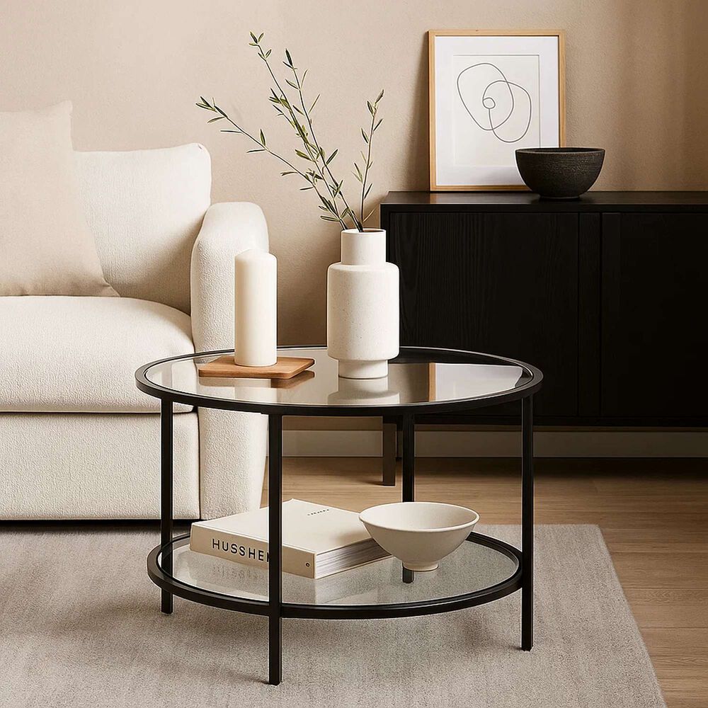 Mesa De Centro Orbe Con Vidrio Y Metal Negro image number 6.0