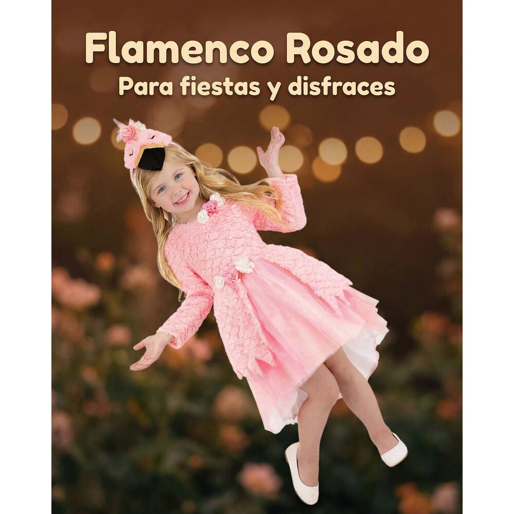 Disfraz Infantil De Flamenco Con Vestido Y Tocado De Ave, Perfecto Para Presentaciones, Carnaval, Halloween Y Fiestas Tem&aacute;ticas image number 8.0