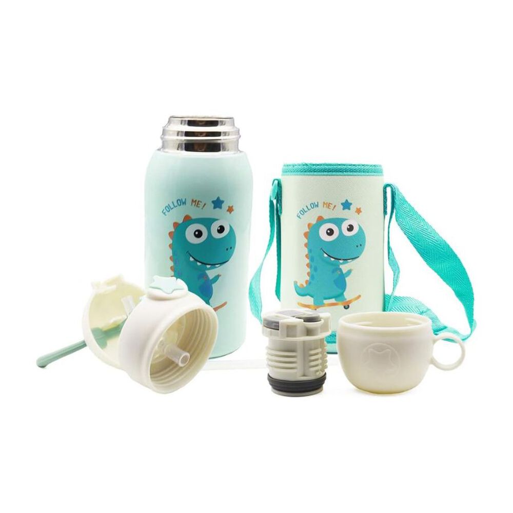 Botella De Agua Térmica Portatil 500ml Dinosaurio Azul Infantil image number 2.0