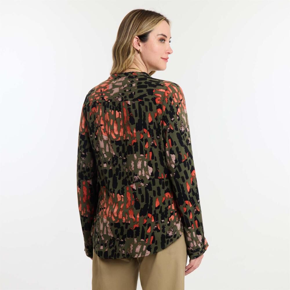 Blusa Full Print Manga Larga Roll Up Cuello V Mujer Geeps image number 3.0