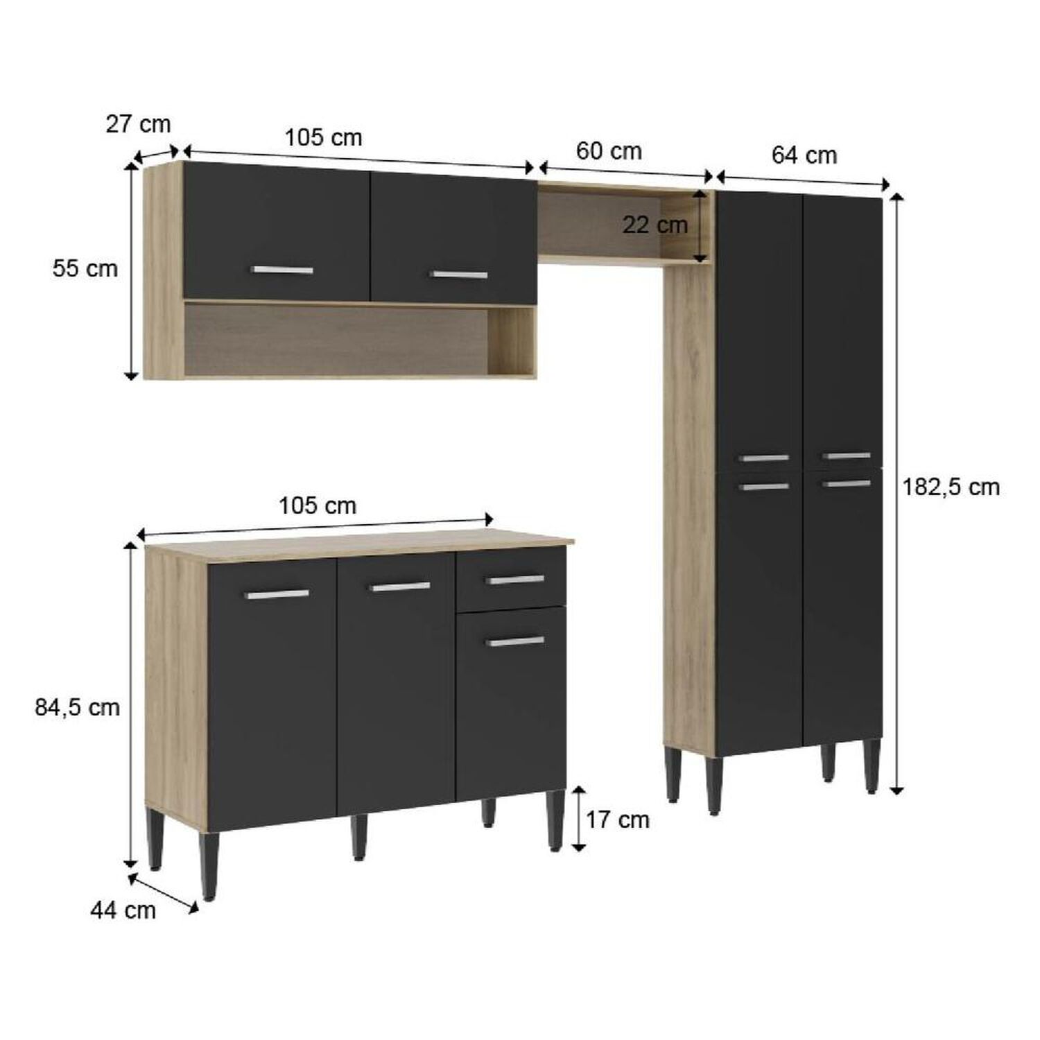 Mueble De Cocina Roca Arizona 4 M&oacute;dulos Blanco-oak image number 1.0