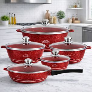 Juego De Ollas Granito 12 Piezas Roya Dessinng Color