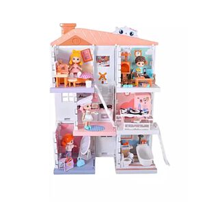 Juguete Casa De Mu&ntilde;ecas Con Figuras Y Muebles Infantil