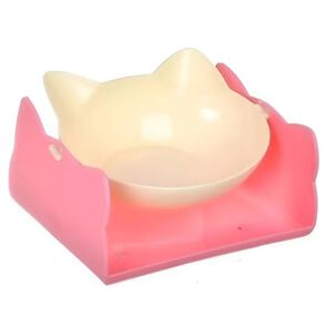 Plato Comedero En Forma De Gato 9x17x14cm Rosa Mascotas