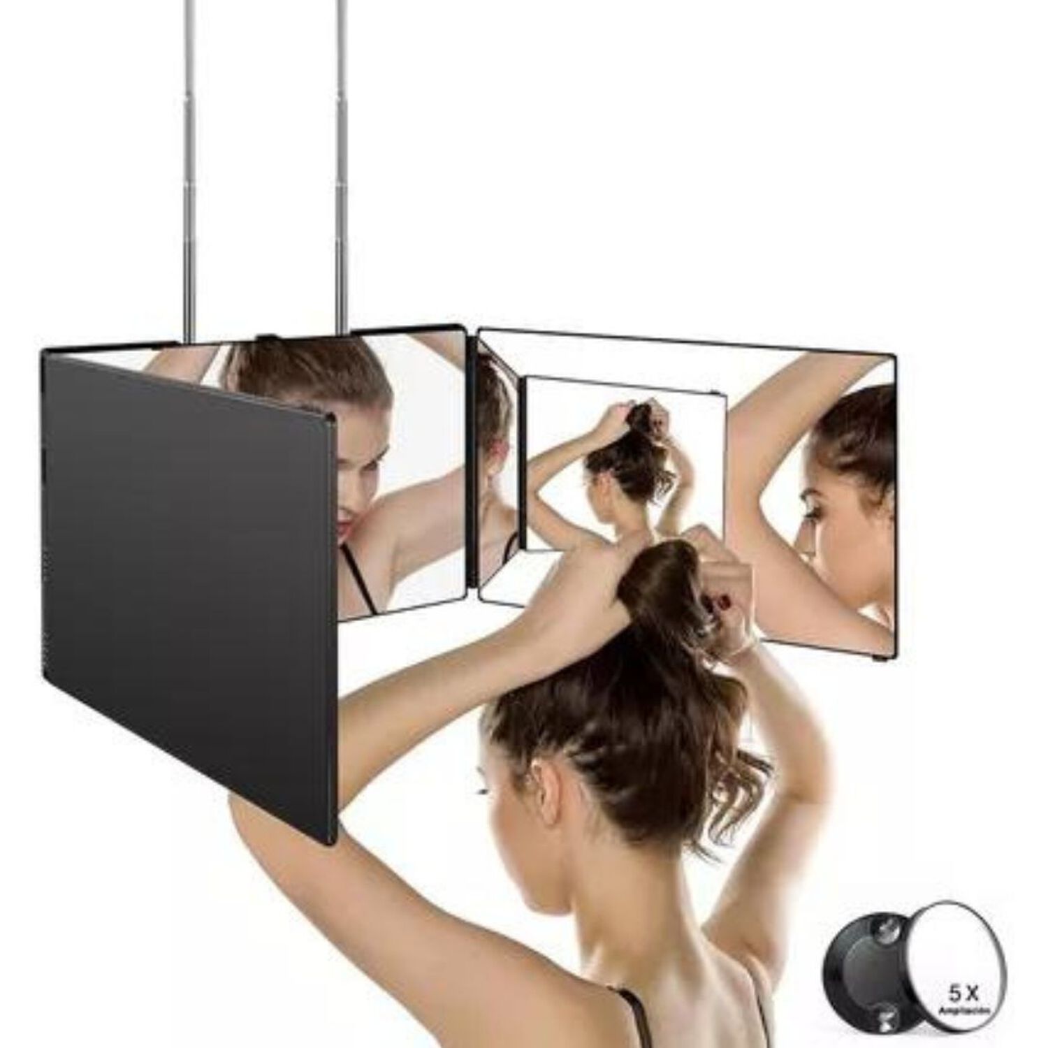 Espejo De 3 V&iacute;as De Corte De Pelo Triple De 360 Con Ganchos image number 5.0