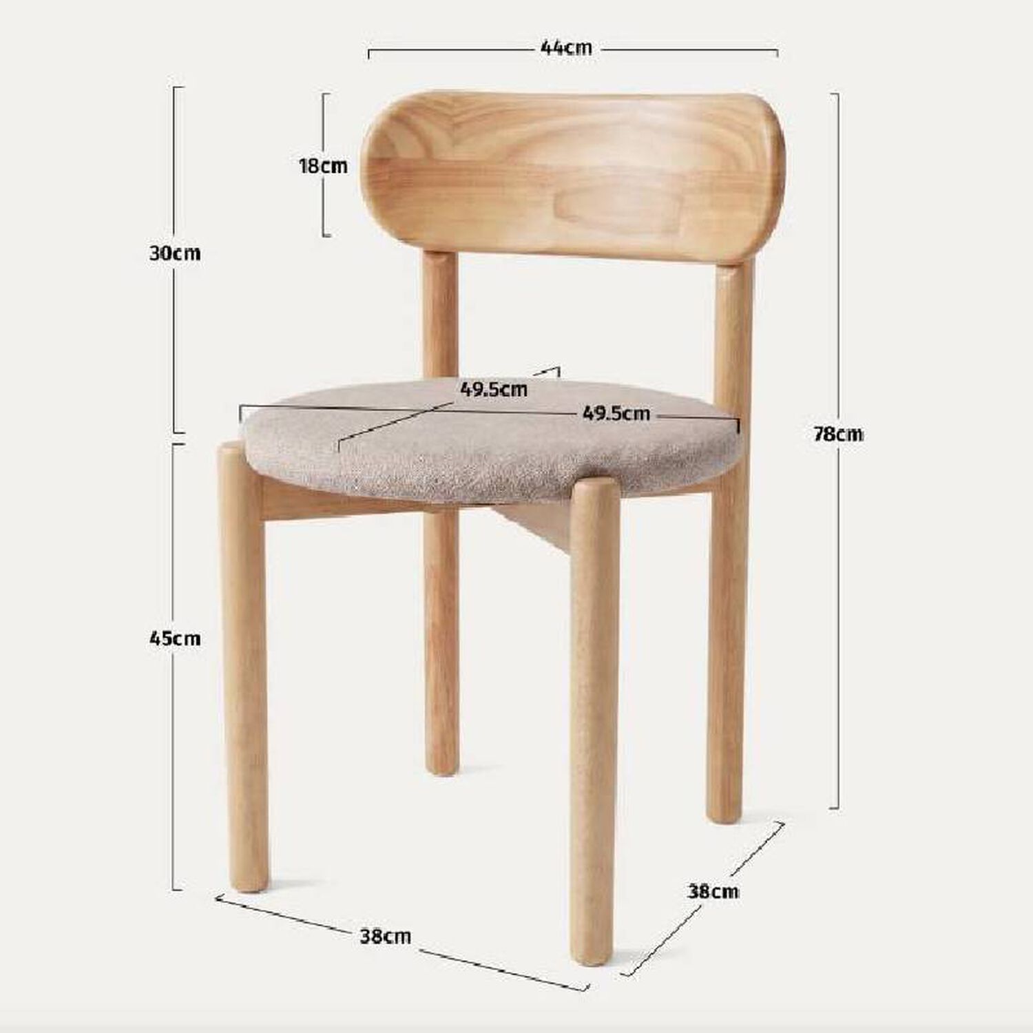 Silla Fresno Asiento Tapizado Y Acolchado Chenilla Con Respaldo Curvo Y Patas De Madera image number 2.0