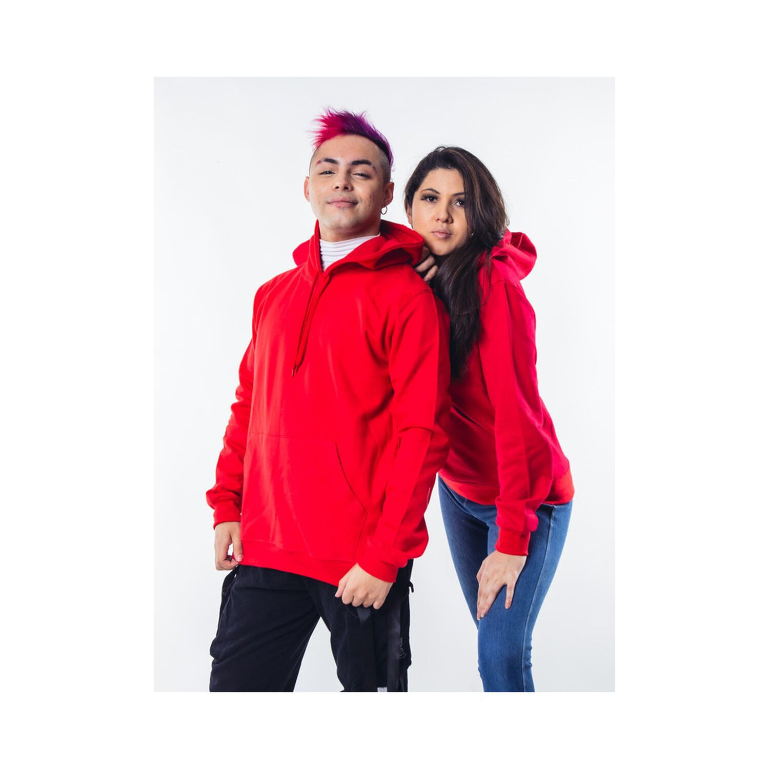 Poleron Rojo Canguro Hombre Relaxed Fit Para Estampar image number 4.0