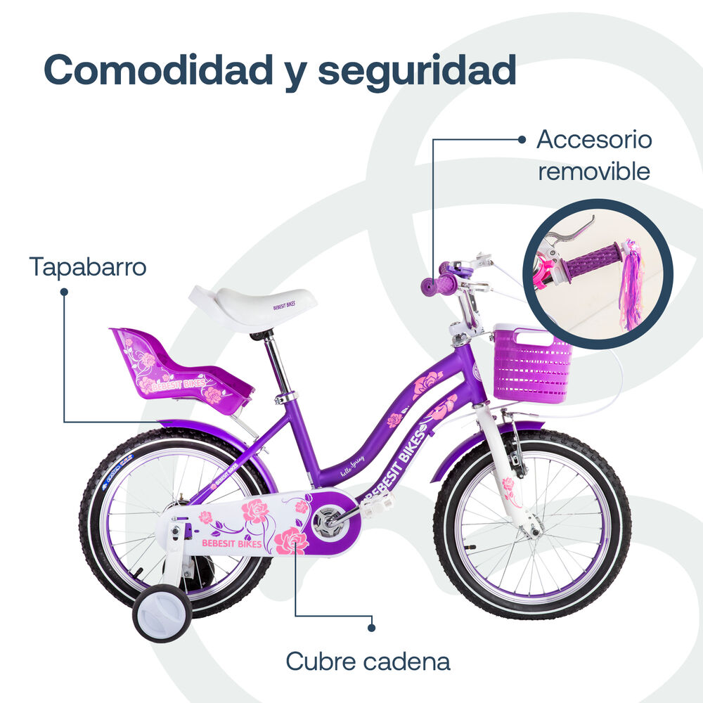 Bicicleta Infantil Queen Aro 16 Morada Bebesit image number 4.0