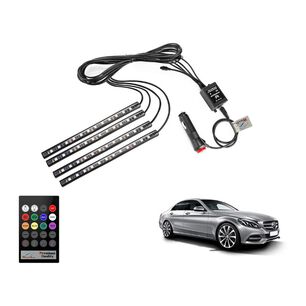 Tiras Led Rgb Interior Auto Reactivas Al Sonido Con Control Remoto 4 Piezas